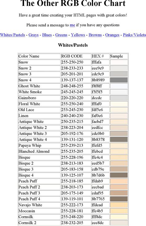 Free The Other Rgb Color Chart Pdf 104kb 6 Pages