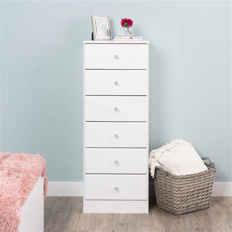 Astrid 6 Drawer Tall Chest Crystal White