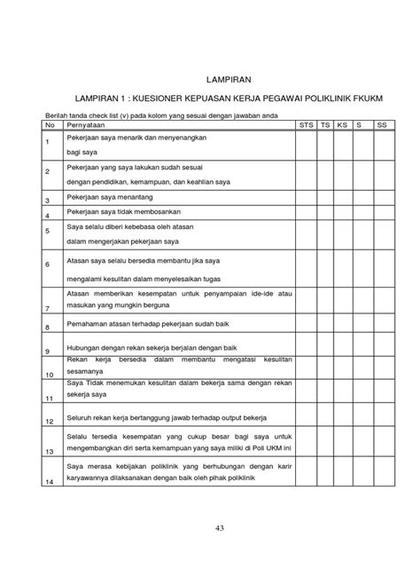 Contoh Form Survey Kepuasan Kerja