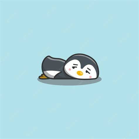 Premium Vector Cute Kawaii Hand Drawn Doodle Bored Lazy Penguin