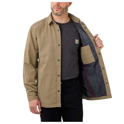 Rugged Flex® Relaxed Fit Canvas Fleece Lined Snap Front Shirt Jac Americanworkwear