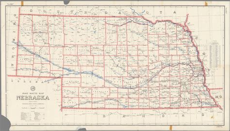 Post Route Map Of The State Of Nebraska Showing Post Offices