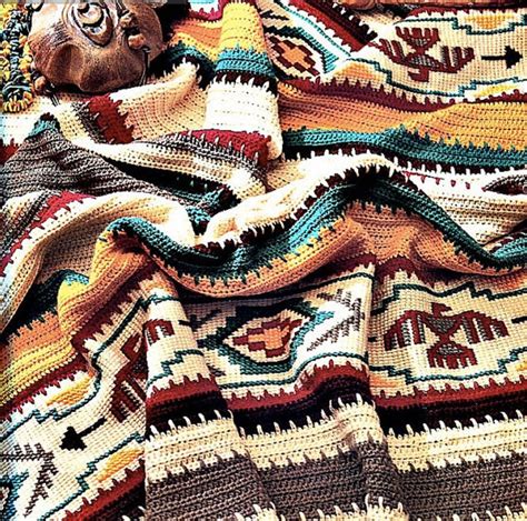 Indian Crochet And Knit Blanket Patterns Three 3 Afghan Etsy Crochet