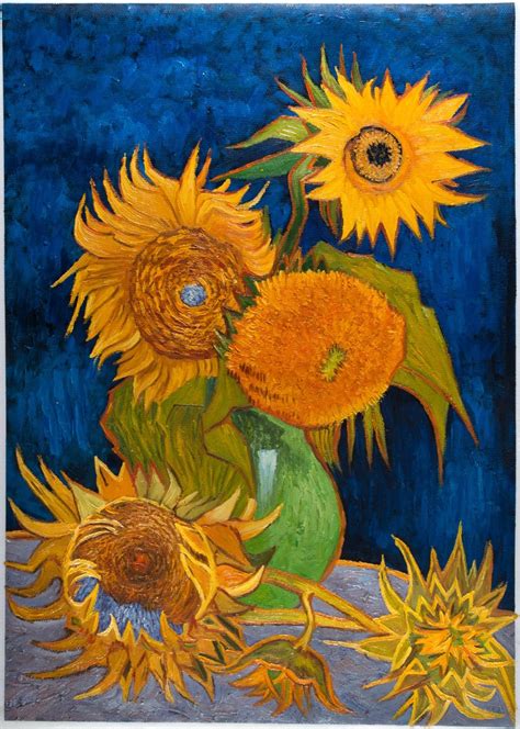 Vase With Five Sunflowers Van Gogh Reproduction Van Gogh Studio