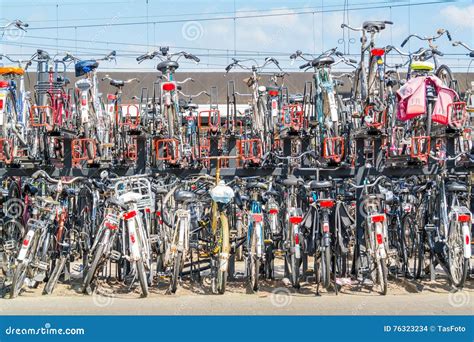 Rows Of Parked Bicycles Netherlands Editorial Stock Image Image Of