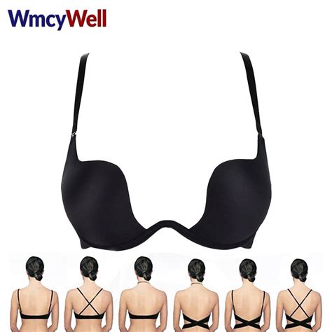 wmcywell women deep u sexy backless bra lingerie ultra low cut underwear brassiere push up bras