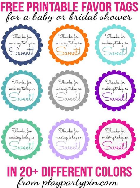 Free printable classic and new baby shower games to make your baby shower party fun and memorable for all of your party guests. Free Printable Baby Shower Favor Tags in 20+ Colors - Play ...