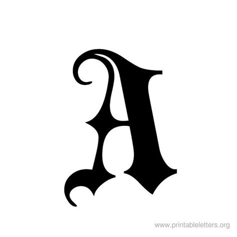 Printable Letter Old English A Tattoo Lettering Fonts Lettering