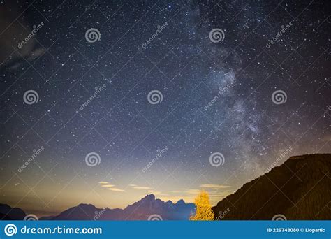 Milky Way In Dolomites Alps Italy Stock Photo Image Of Dolomites