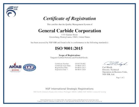 Pdf Certificate Of Registration General Carbide Corporation · 2020 3 17 · Certificate Of