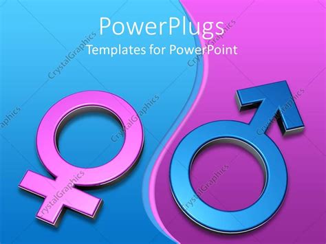 Powerpoint Template 3d Gender Symbols Pink Female Symbol On Blue