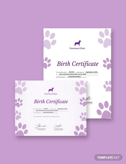 13 Pet Birth Certificate Designs And Templates Pdf Psd Ai Indesign