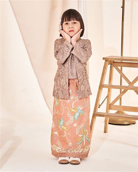 Baju Kebaya Batik Lace Estela Kids Latte Brown Muslimahclothingcom