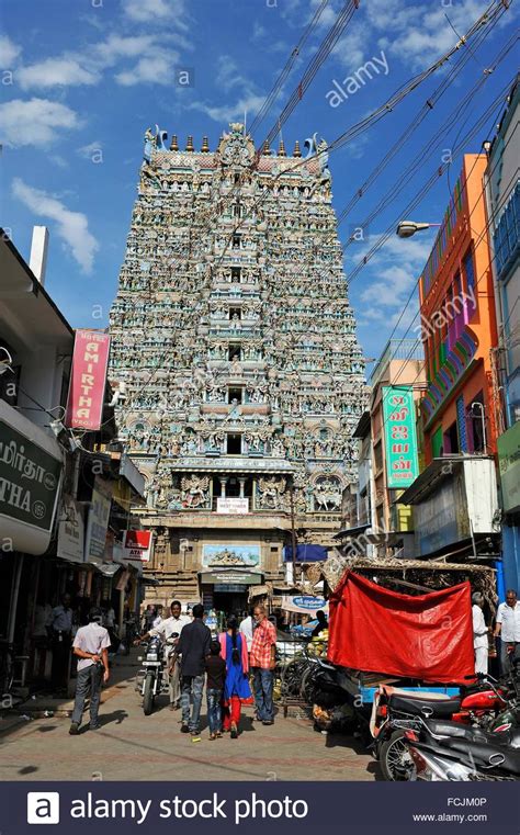 Western Gopuram Gateway Tower Of Meenakshi Amman Temple Madurai Tamil