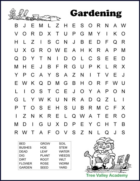 Gardening Word Search Printable