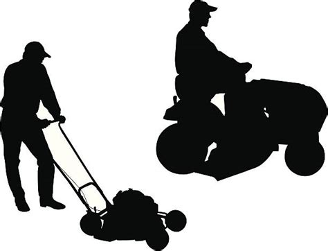 Riding Lawn Mower Silhouette Illustrations Royalty Free Vector
