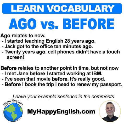 Learn English Vocabulary Ago Vs Before Happy English Free