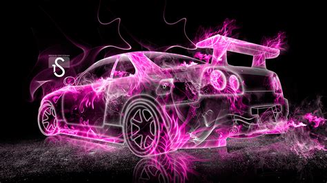 🔥 Download Nissan Skyline Gtr R34 Pink Fire Abstract Car Hd Wallpaper