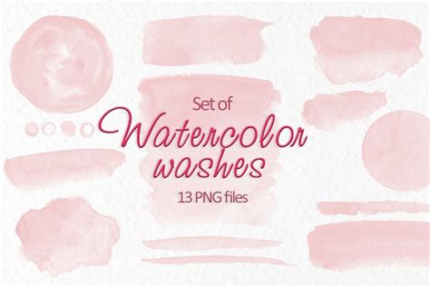 Blush Pink Watercolor Washes Pink Stains Wedding Clipart