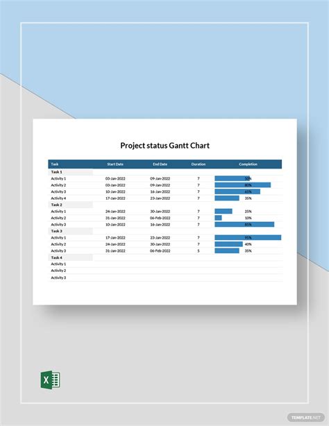 Project Status Gantt Chart Template In Excel Download