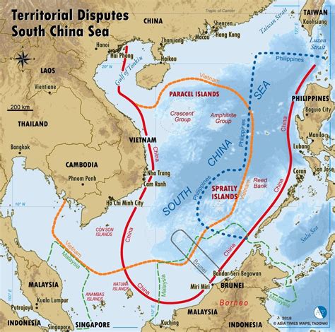 The south china sea has long been a source of territorial disputes between several asian countries. South China Sea territorial claims : MapPorn