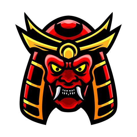 Red Oni Head Logo Mascot Design 17080998 Vector Art At Vecteezy