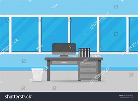 Interior Office Room Design Computer Tablevector Vector De Stock