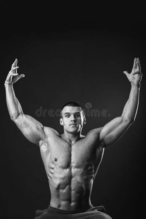 Muscular Man Bodybuilder Stock Photo Image Of Background 53717050