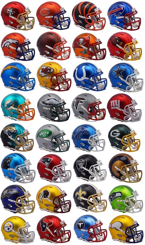 Nfl Team Set Of 32 Blaze Alternate Speed Riddell Mini Football Helmets