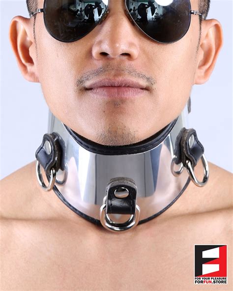 leather with stainless steel posture collar for your pleasure forfun