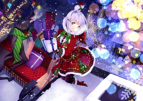 Anime Anime Girls Santa Costume Christmas Original Characters