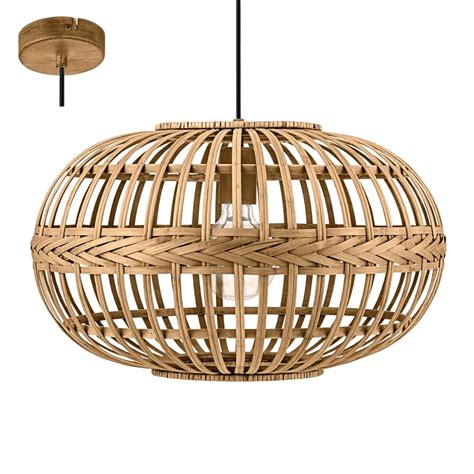 Eglo Lighting Amsfield Contemporary Brown Wooden Ceiling Pendant Light