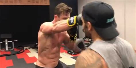 Chris Hemsworth Goes Shirtless For Hot Boxing Workout Video Watch