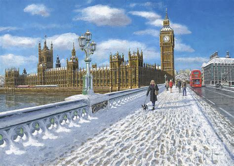 Snow On Westminster Bridge Painting By Mgl Meiklejohn Graphics