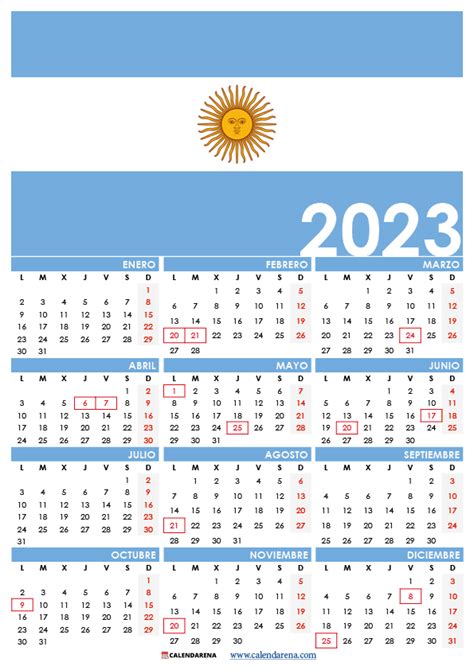 Calendario 2023 Argentina Con Feriados Para Imprimir Free Online