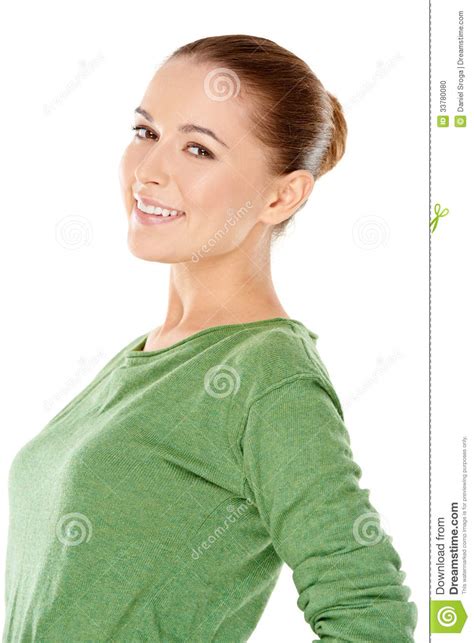 Beautiful Young Woman With An Amused Expression Stock Photo Image