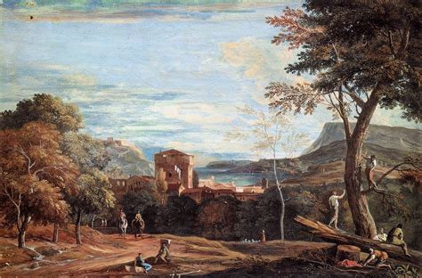 Landscape With Woodcutters And Two Horsemen Painting Marco Ricci Oil