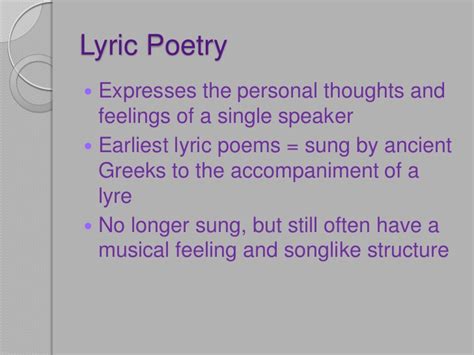 Examples Of Lyric Poems