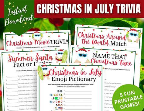 Christmas In July Trivia Bundle Christmas In July Party Etsy