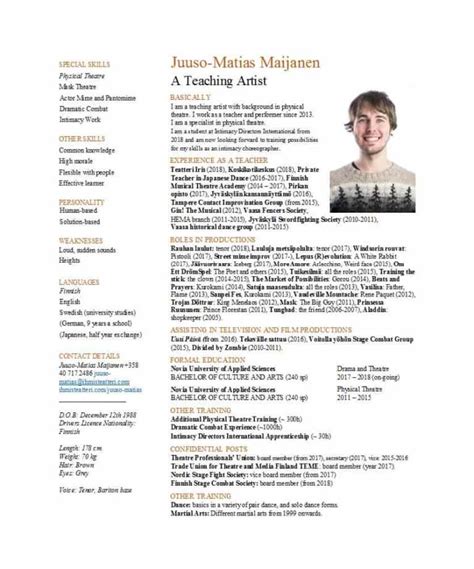 Free Acting Resume Templates Word Google Docs For Theatrical