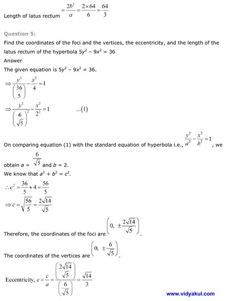 Class 11th Math Conic Sections Ncert Solution Cbse 2023