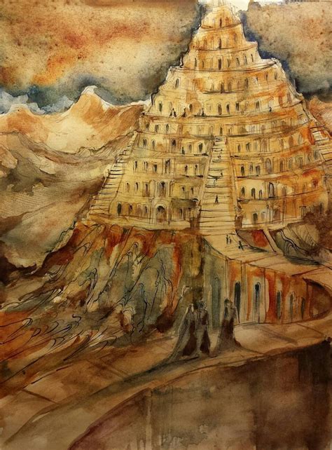 Tower of Babel Original Painting Ancient Architecture Babylon | Etsy