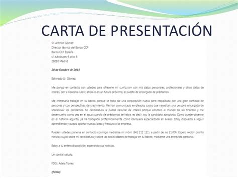 La carta de presentación es un documento complementario al curriculum vitae, cuya función es la introducción de nuestra persona hacia el responsable de esta es la estructura básica de una carta de presentación. Hoja de vida, carta de presentación y entrevista laboral