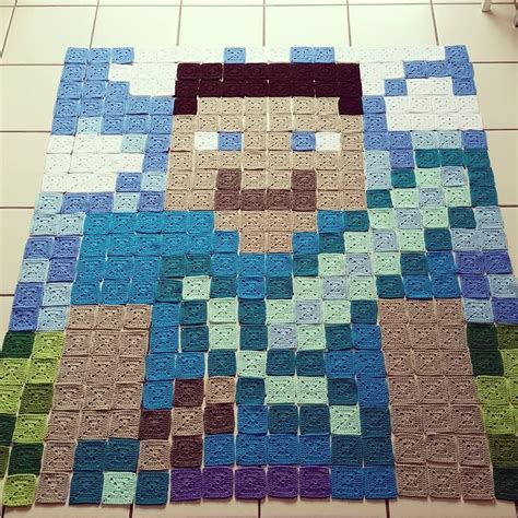 Laid Out Minecraft Crochet Minecraft Blanket Pixel Crochet