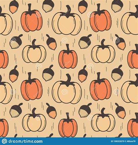 Vintage Autumn Fall Seamless Vector Pattern Background Illustration