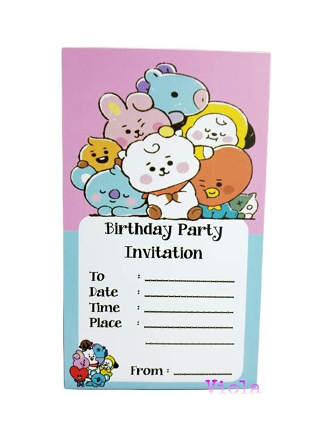 Bt21 Birthday Invitation Easy Inviting Ubicaciondepersonascdmxgobmx