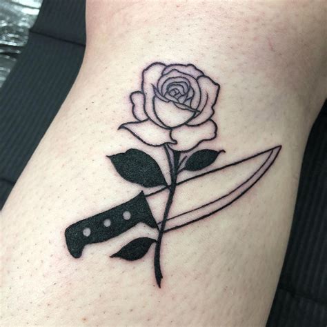 Chinchillazest Tattoo On Instagram Simple Rose And Knife From The