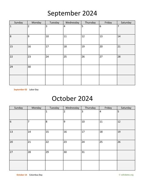 September And October 2024 Calendar
