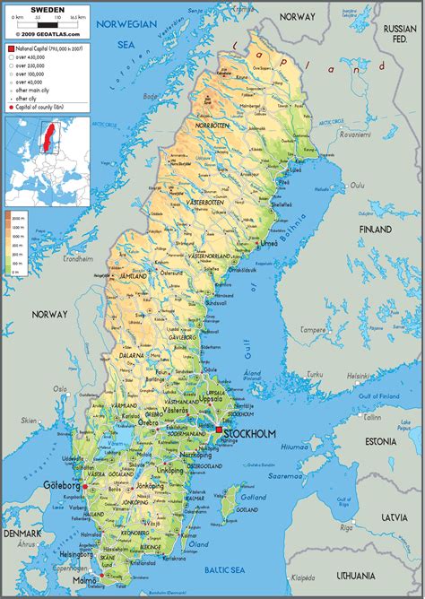 Sweden Physical Wall Map By Graphiogre Mapsales