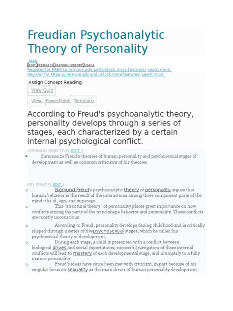 Freudian Psychoanalytic Theory Of Personality Id Psychoanalytic Theory